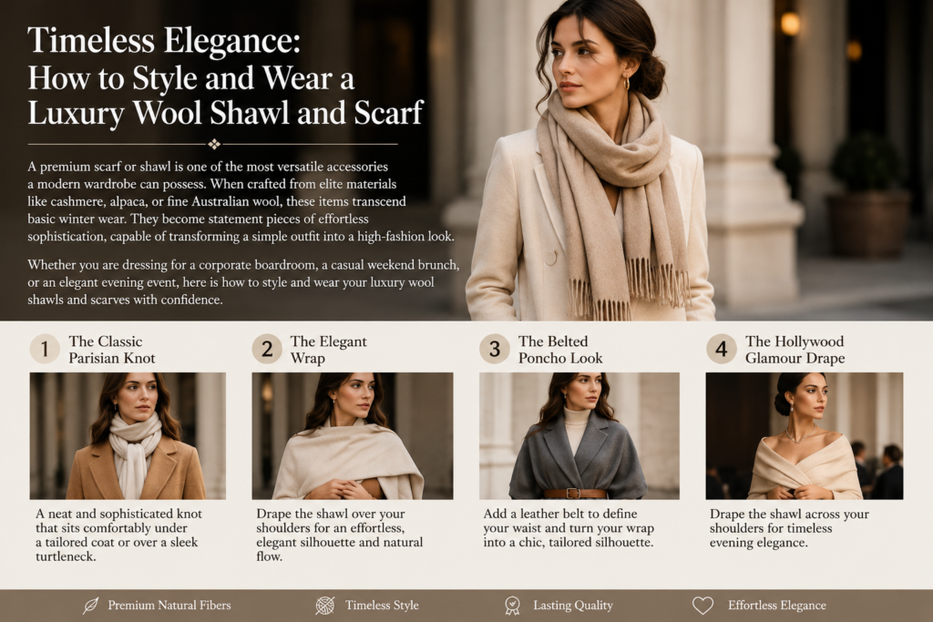 Timeless Elegance: How to Style and Wear a Luxury Wool Shawl and Scarf